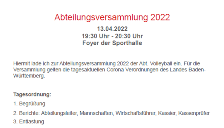 Abteilungsversammlung 2022