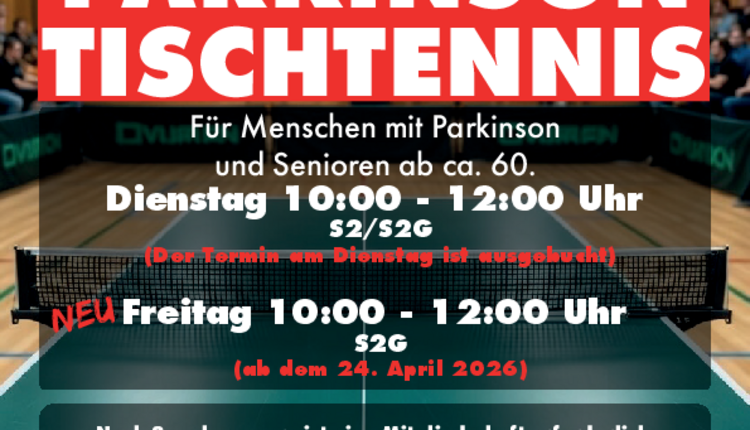 Parkinson Tischtennis mit neuem zusätzlichen Termin