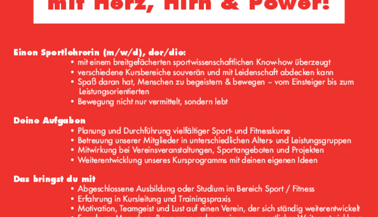 Sportlehrer gesucht!