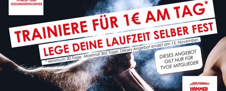 Training für 1€/Tag im OeFit! Angebot von 01.10.-15.11.2024