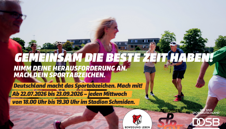 Deutsches Sportabzeichen 2026 - jeden Mittwoch im Stadion Schmiden ab 22.07.26