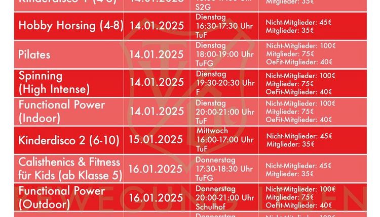 TVOe Kurse Block 1 im neuen Jahr - Ab 18.11. anmelden 
