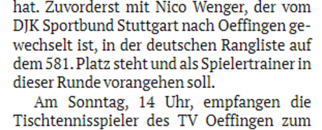 Vorbericht der Fellbacher Zeitung zur Saison 2022/2023