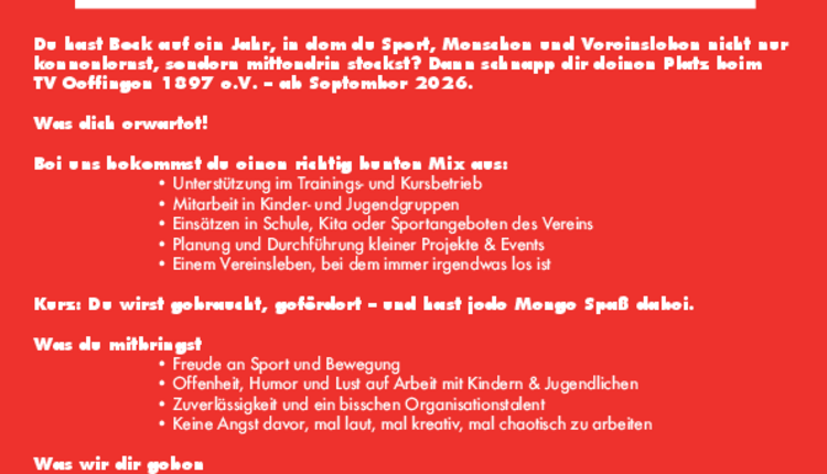 FSJ im Sport 2026 beim TV Oeffingen 1897 e.V.