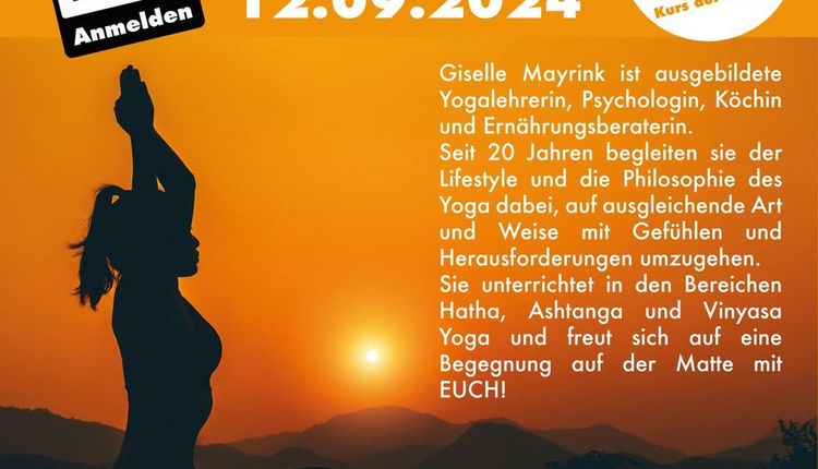 Yoga Kurs ab September mit neuer Yoga-Lehrerin und auf Deutsch. Jetzt anmelden.