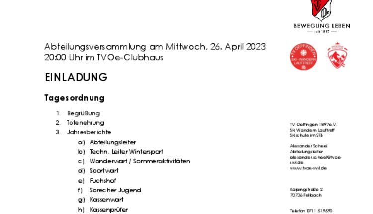 SWL Abteilungsversammlung