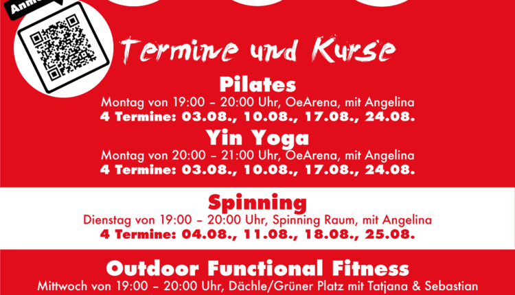 Fitness Kurse 2026 - Summer Holiday Edition