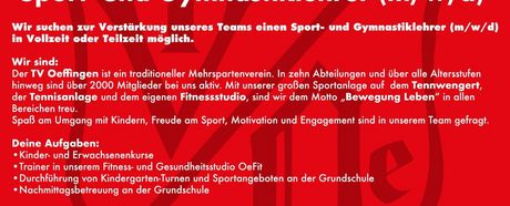 Gesucht: Sport- und Gymnastiklehrer (m/w/d) 