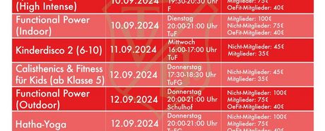Kurse Block 3 ab September - Jetzt anmelden