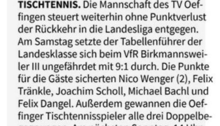 Fellbacher Zeitung: Herren I - VfR Birkmannsweiler III
