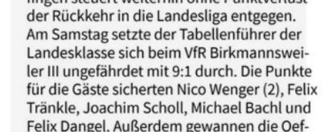 Fellbacher Zeitung: Herren I - VfR Birkmannsweiler III