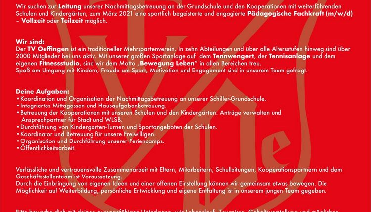 Stellenausschreibung Pädagogische Fachkraft (m/w/d)