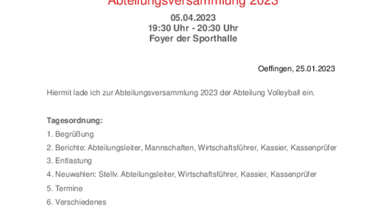 Abteilungsversammlung 2023