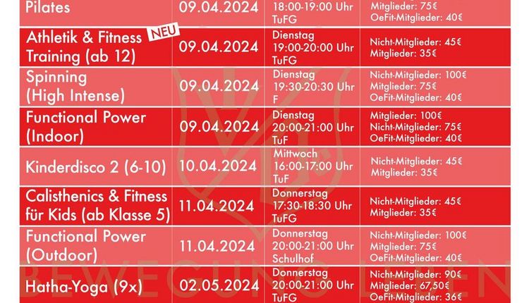 Neue Kurse Block 2 - 2024. Jetzt anmelden