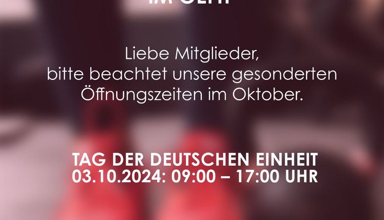 Gesonderte Öffnungszeiten im OeFit im Oktober 2024