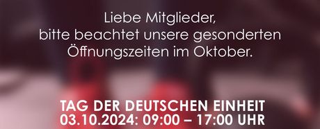 Gesonderte Öffnungszeiten im OeFit im Oktober 2024