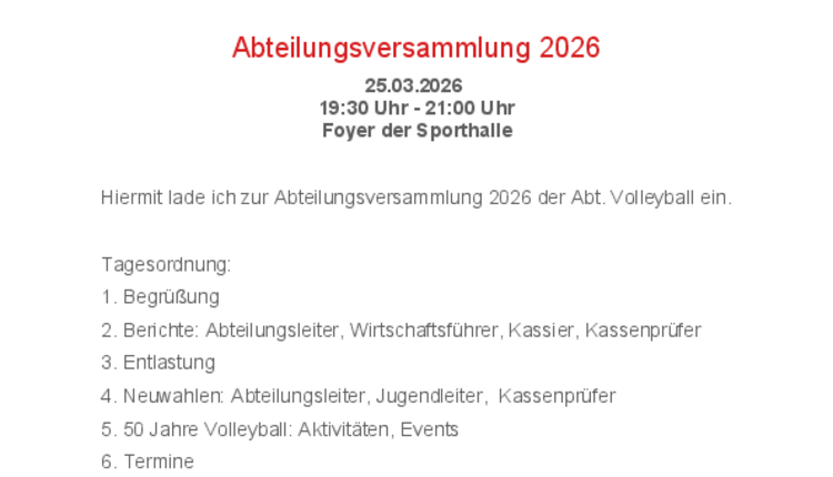Abteilungsversammlung 2026