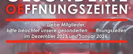 Gesonderte Oeffnungszeiten im OeFit über die Feiertage