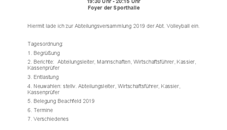 Abteilungsversammlung 2019