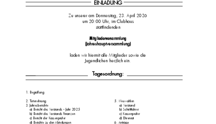 Mitgliederversammlung (Jahreshauptversammlung)