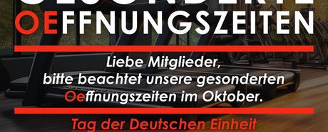 Gesonderte Oeffnungszeiten im OeFit im Oktober