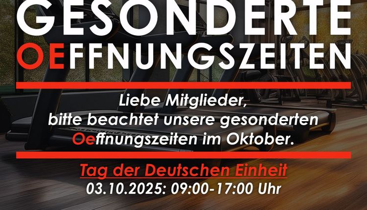Gesonderte Oeffnungszeiten im OeFit im Oktober