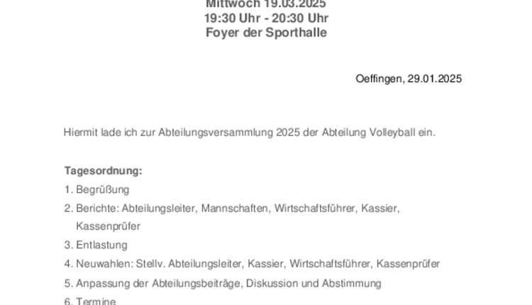Abteilungsversammlung 2025