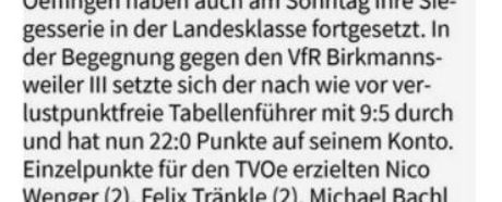 Fellbacher Zeitung: Herren I - VfR Birkmannsweiler III