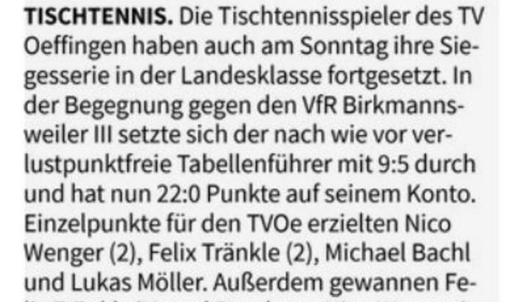 Fellbacher Zeitung: Herren I - VfR Birkmannsweiler III