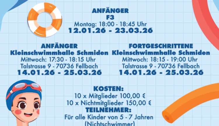 Schwimmkurs beim TVOe ab Januar 2026. Jetzt anmelden.